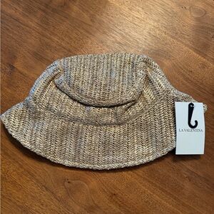 La Valentina Metallic Straw Bucket Hat